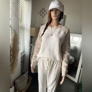 Two Toned Color Block Nude Sweater